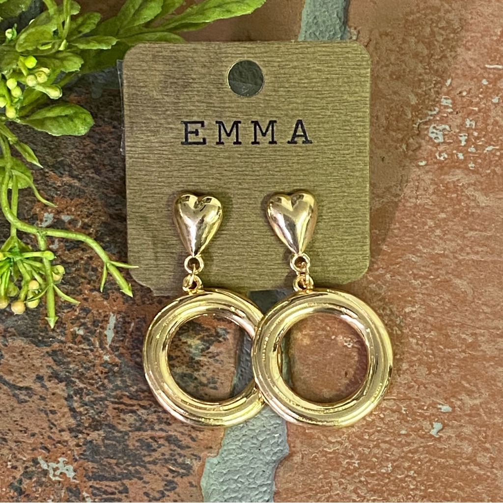 Emma Fashion Gold-Toned Circle Dangle Earrings